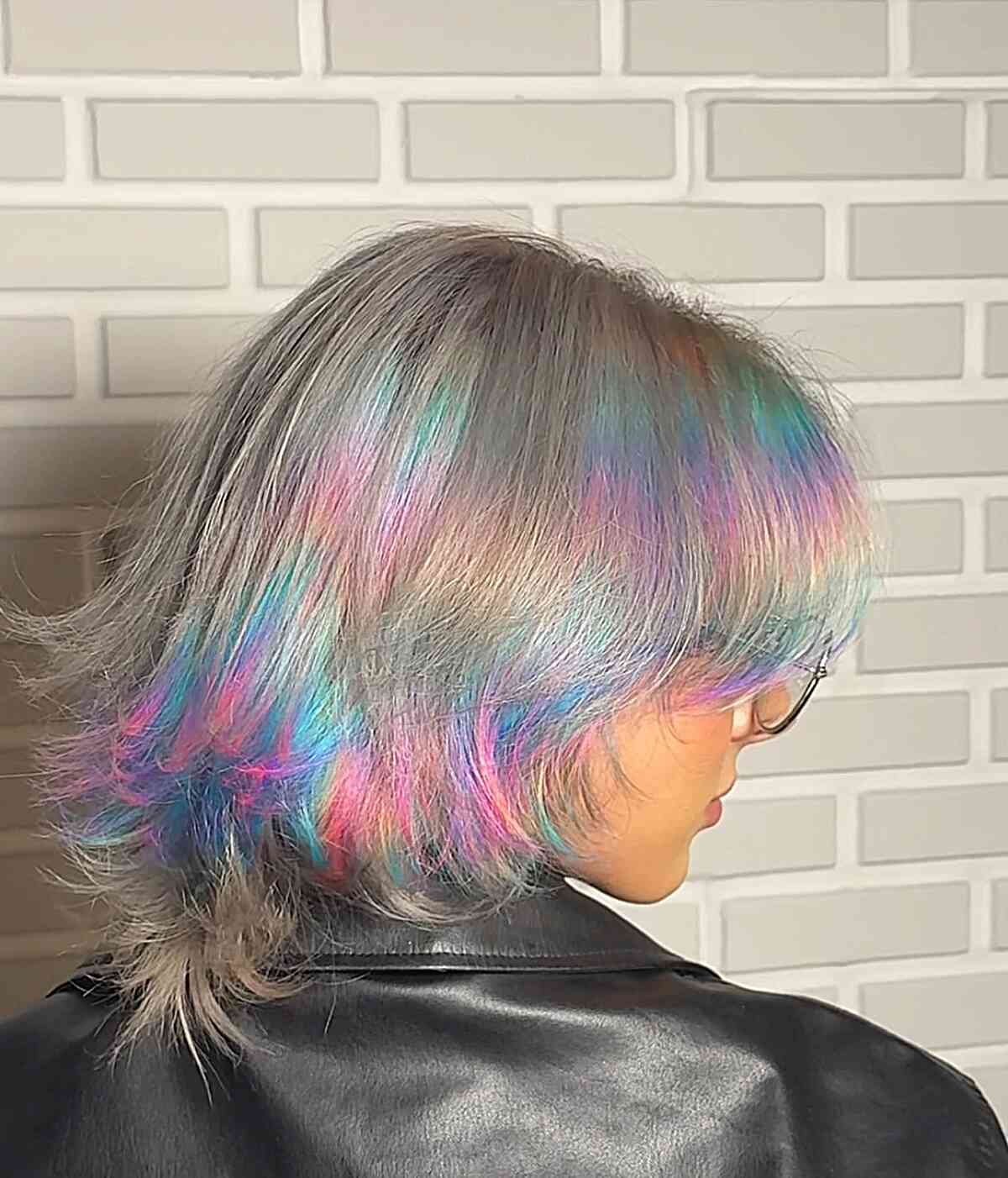Collarbone Shag With Holographic Pastels — Vivid Hair Color Inspiration
