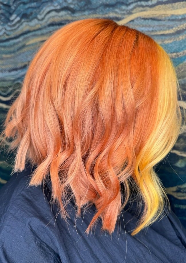 Collarbone Bob Orange and Yellow Blend — Vivid Hair Color Inspiration