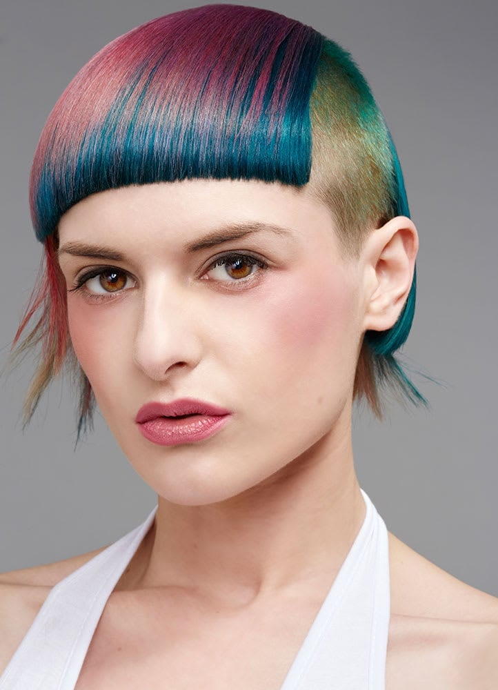 Short Undercut Bob Vivid Color Blocks — Vivid Hair Color Inspiration