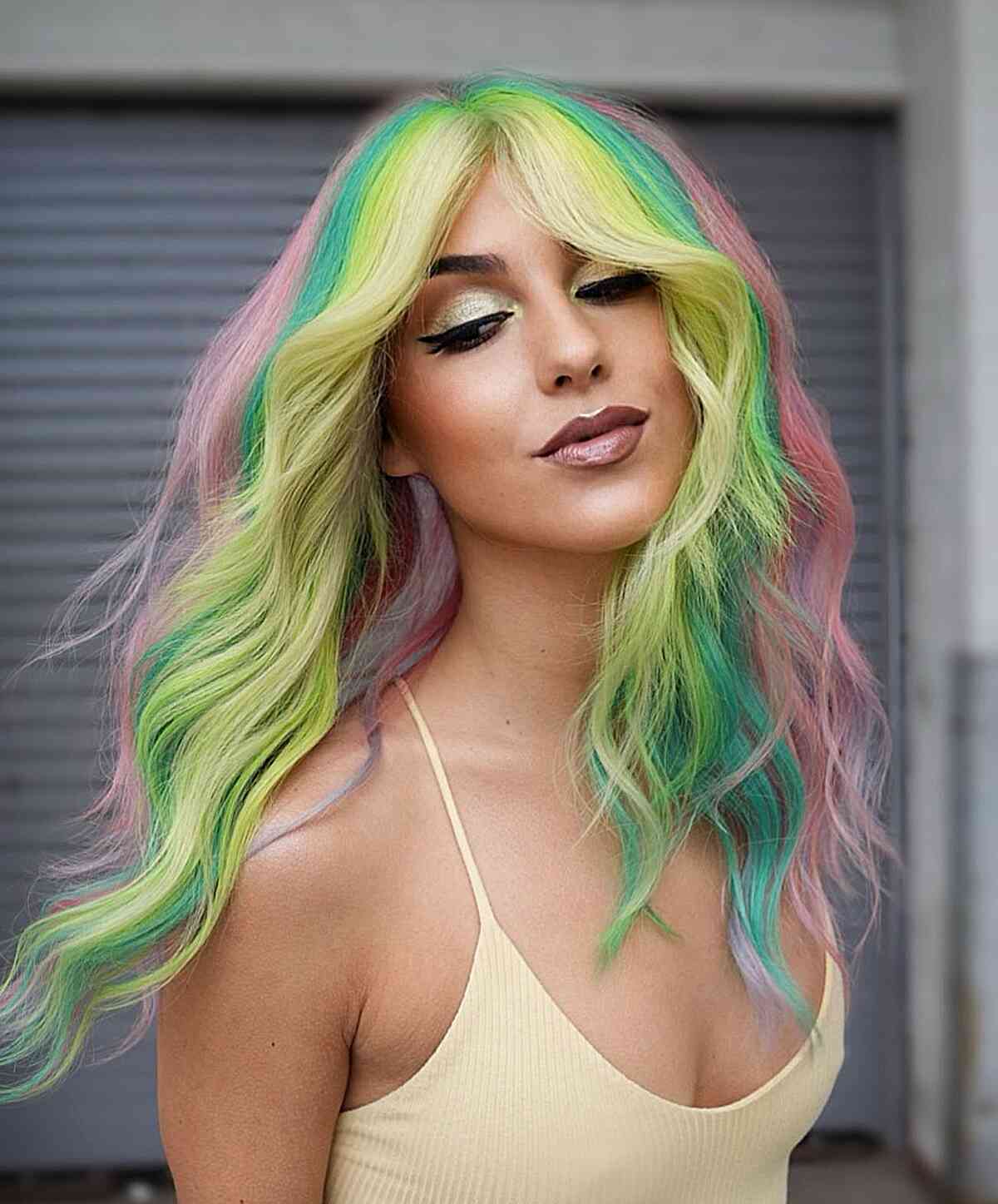 Mid-Back Pastel Rainbow Waves — Vivid Hair Color Inspiration