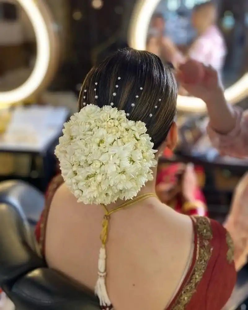 Traditional Indian Floral Bun Traditional Indian Floral Bun — Wedding Bun Ideas